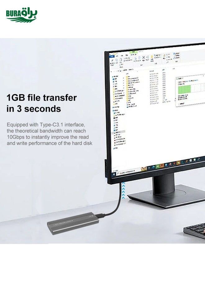 BURAQ - M2300 Dual Protocol M.2 NVME / SATA Solid State Drive Enclosure (Black) - Image 1