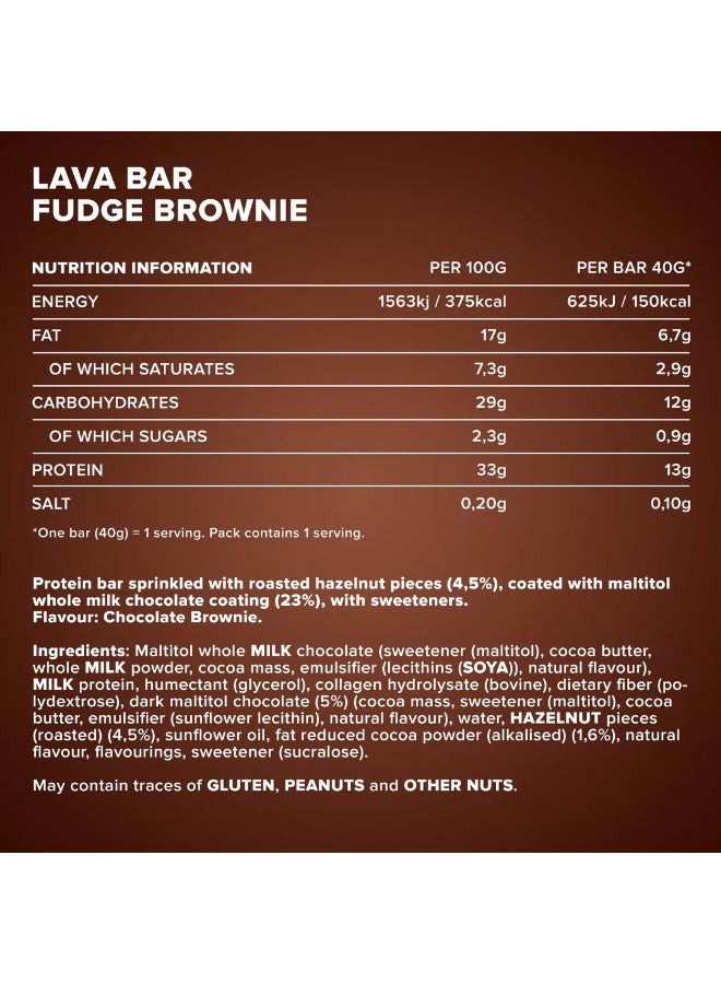 IronMaxx Lava Protein Bar | 18 x 40g | Fudge Brownie Flavour, Creamy Core, High Protein, Low Sugar - Image 4