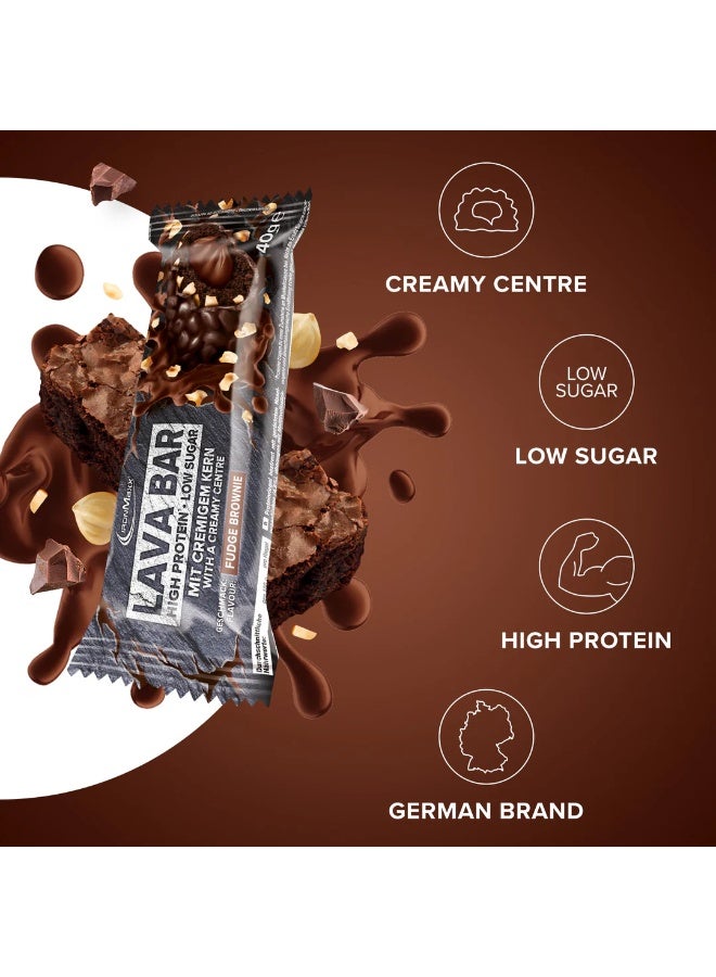 IronMaxx Lava Protein Bar | 18 x 40g | Fudge Brownie Flavour, Creamy Core, High Protein, Low Sugar - Image 2