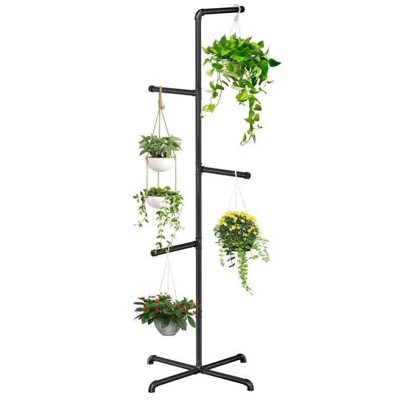 Chloraeon Hanging Plant Stand, Plant Hanger Indoor, Corner Hanging Plant Stand, Black Metal Holder for Bedroom, Living Room, Garden, Balcony (large) - Image 1