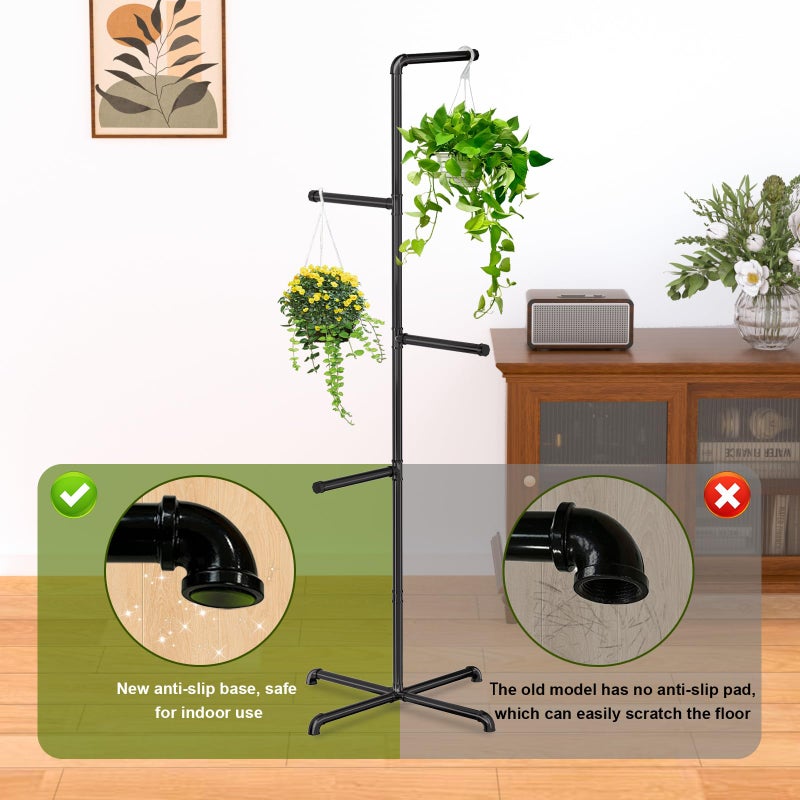 Chloraeon Hanging Plant Stand, Plant Hanger Indoor, Corner Hanging Plant Stand, Black Metal Holder for Bedroom, Living Room, Garden, Balcony (large) - Image 4
