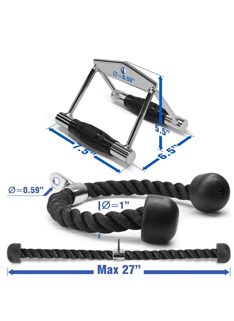 TRASSLE Double D Row Handle Cable Attachment - V Bar Cable Attachment with Non Slip Handle, Lat Pull Down Attachment for Weight Workout, Exercise Cable Attachment for Gym  - Image 2