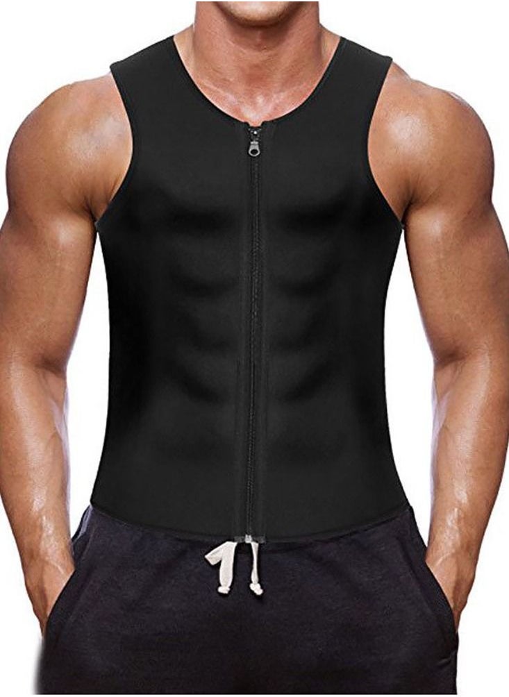 FASHION HOME - Men Hot Neoprene Waist Trainer Vest Workout Sauna Suit Smooth Zipper Tank Top Weight Loss Corset Body Shaper Gym Sweat Shirt - Image 1