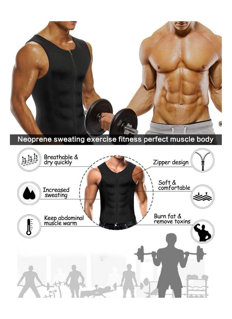 FASHION HOME - Men Hot Neoprene Waist Trainer Vest Workout Sauna Suit Smooth Zipper Tank Top Weight Loss Corset Body Shaper Gym Sweat Shirt - Image 1