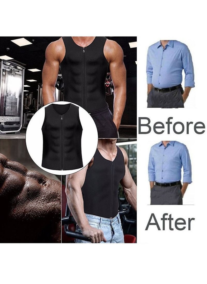 FASHION HOME - Men Hot Neoprene Waist Trainer Vest Workout Sauna Suit Smooth Zipper Tank Top Weight Loss Corset Body Shaper Gym Sweat Shirt - Image 1