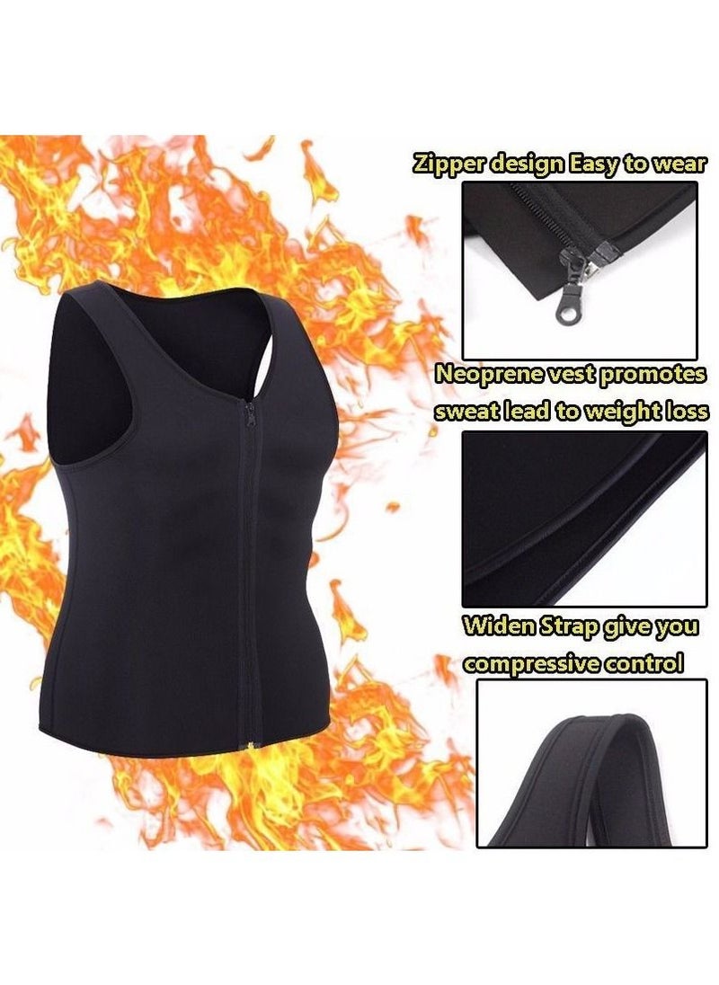 FASHION HOME - Men Hot Neoprene Waist Trainer Vest Workout Sauna Suit Smooth Zipper Tank Top Weight Loss Corset Body Shaper Gym Sweat Shirt - Image 1