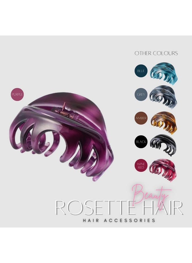 Rosette Hair Rosette Large Chic Styling Hair Claw Clip Organic Glass Hair Clips Clamps Indoor Outdoor Hair Grip Hairpins Hairgrip For Women And Girls Hair Barrettes For Thick Hair(Purple)  - Image 3