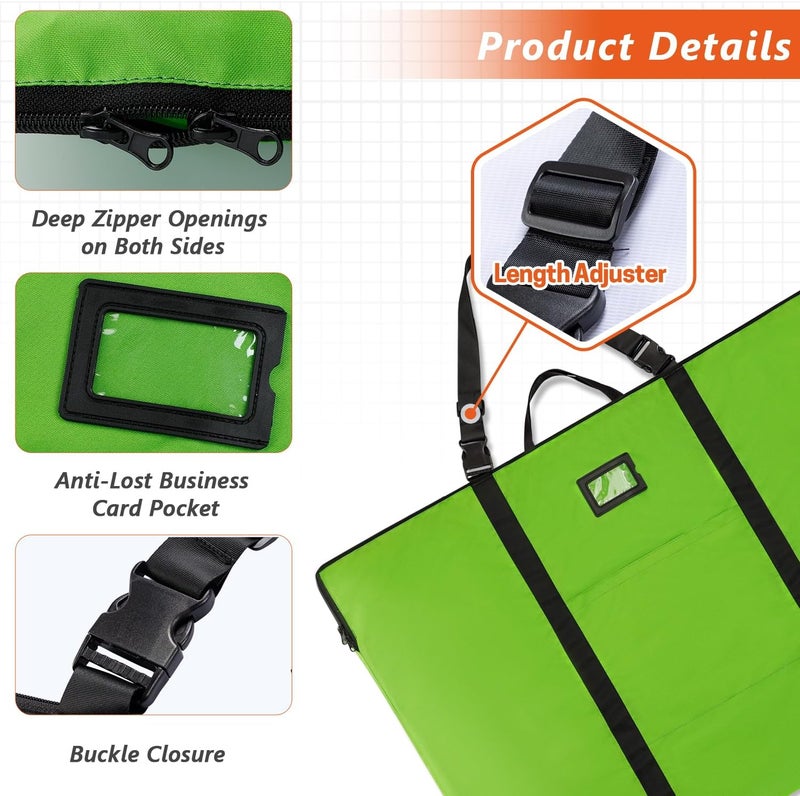 BERYA Large Size Art Portfolio Bag with Nylon Shoulder, 24 x 36 inches Light Weight Poster Storage Bag Board Holder with Handle and Zipper for Poster, Sketching and Drawing (Green) - Image 3