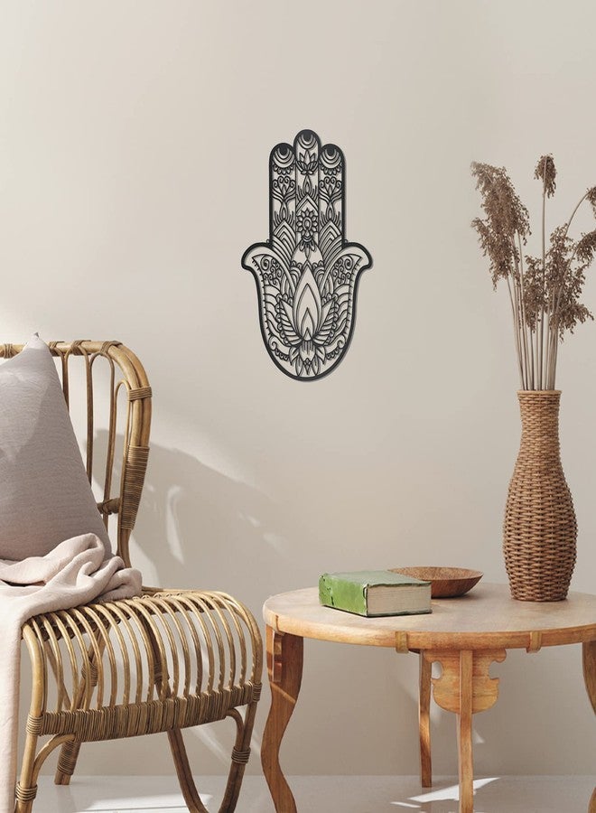 Lounsweer Hamsa Wall Decor Metal Hamsa Hand Decor Sacred Geometry Wall Art Zen Home Decorations Meditation Symbol Hand Room Decoration for Bedroom Living Room Baptism Housewarming - Image 4