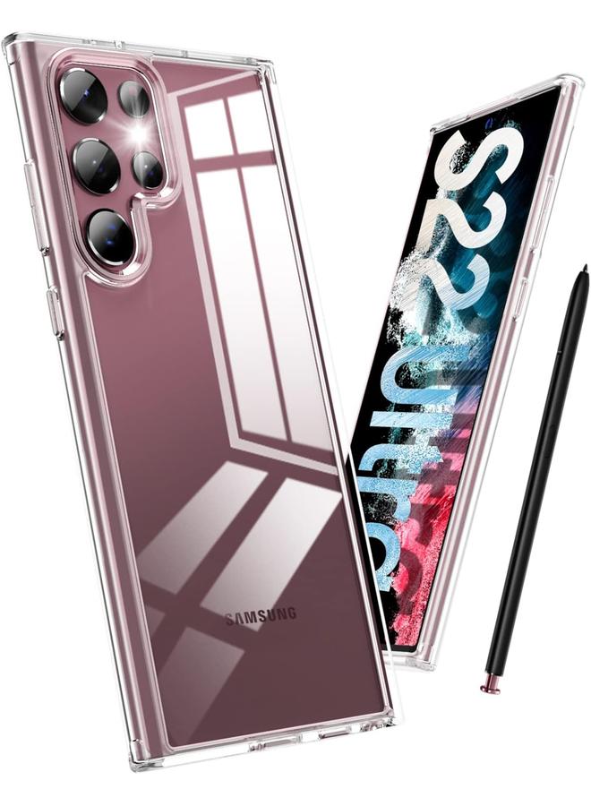 erorex For Samsung Galaxy S22 Ultra Phone Case 20X Anti Yellowing Military Grade Drop Protection For Galaxy S22 Ultra Case With S Pen Holder 5G 6.8" Hard Pc Back Plus Flexible Tpu Frame Diamond Clear - Image 1