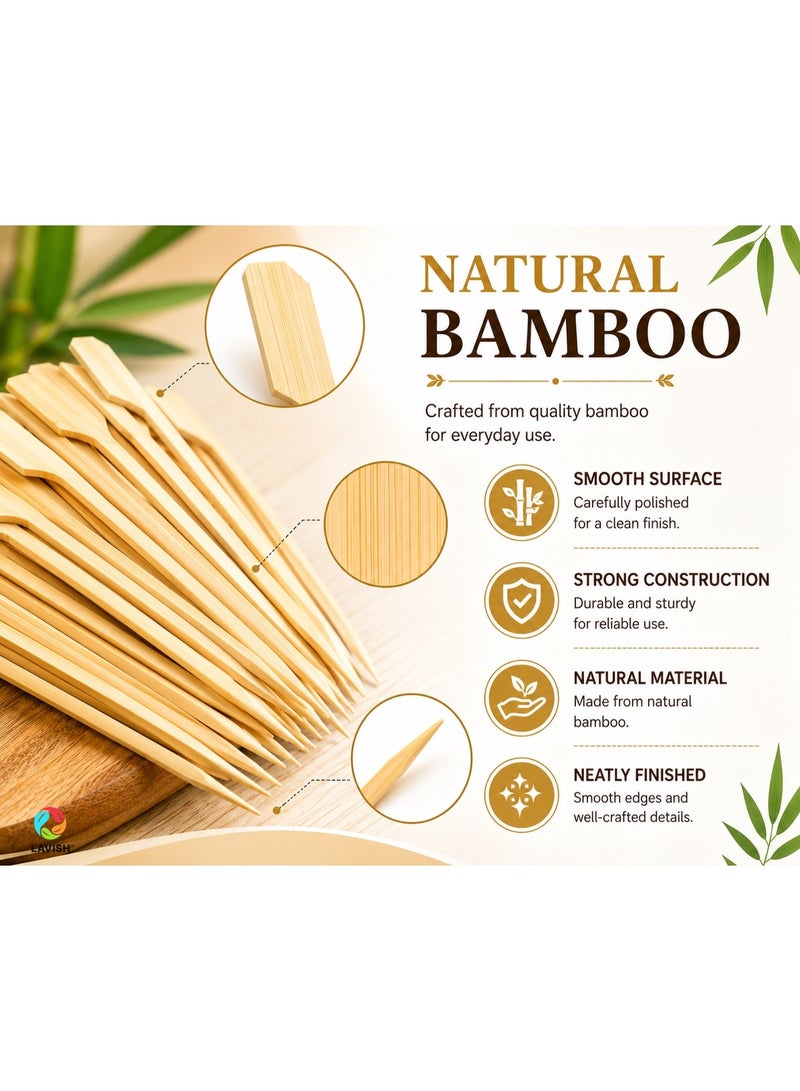 LAVISH 100PCS Bamboo Cocktail Picks – 15CM/5.9 inch Paddle Skewers for Appetizers, BBQ, Fruit, Sandwiches, Drinks & Party Snacks – Fancy Wooden Toothpicks for Home, Office, Restaurant & Events - Image 5