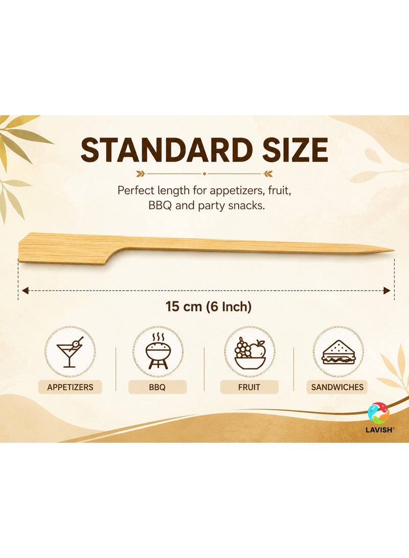 LAVISH 100PCS Bamboo Cocktail Picks – 15CM/5.9 inch Paddle Skewers for Appetizers, BBQ, Fruit, Sandwiches, Drinks & Party Snacks – Fancy Wooden Toothpicks for Home, Office, Restaurant & Events - Image 3