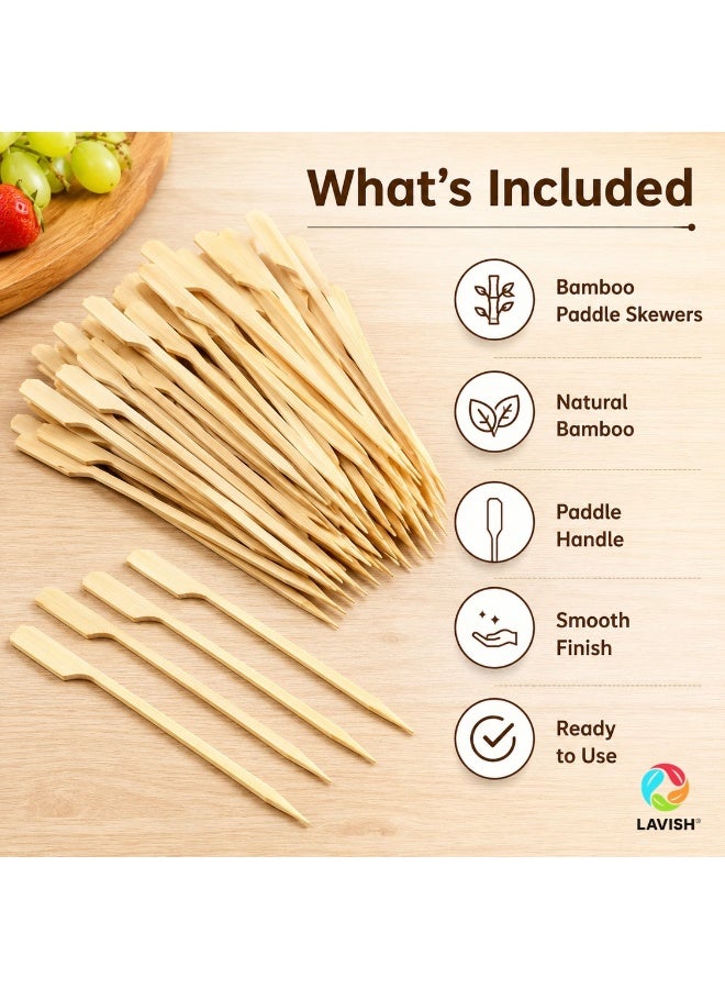 LAVISH 100PCS Bamboo Cocktail Picks – 15CM/5.9 inch Paddle Skewers for Appetizers, BBQ, Fruit, Sandwiches, Drinks & Party Snacks – Fancy Wooden Toothpicks for Home, Office, Restaurant & Events - Image 4