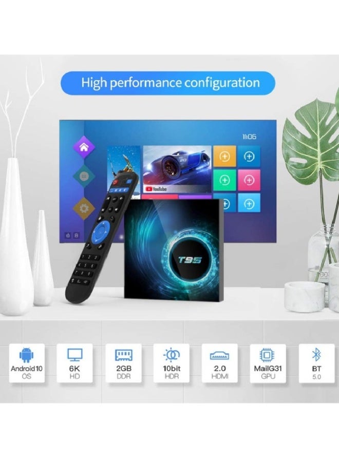 T95 Android 10.0 TV Box with Allwinner H616 Quad-Core Processor, 2GB RAM, 16GB ROM, Dual-Band WiFi 2.4G/5G, 6K Ultra HD, Bluetooth 5.0, HDMI Output, Black - Image 5
