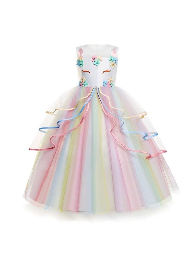 SHOWDAY Unicorn Costume Princess Birthday Pageant Party Dance Performance Carnival Long Maxi Tulle Fancy Dress Up Outfits - Image 1