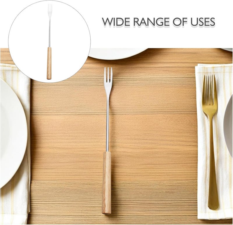 12pcs Stainless Steel Wood Handle Fondue Forks Set, Reusable Small Fruit and Cheese Dipping Tools for Chocolate and Bbq Baking, Kitchen Entertaining Flatware - Image 2