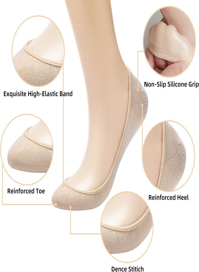 8 Pairs of Women's Ultra Low-Cut Socks, Non-Slip, Invisible, for Flat Shoes, Boat Shoes, Summer - Image 3