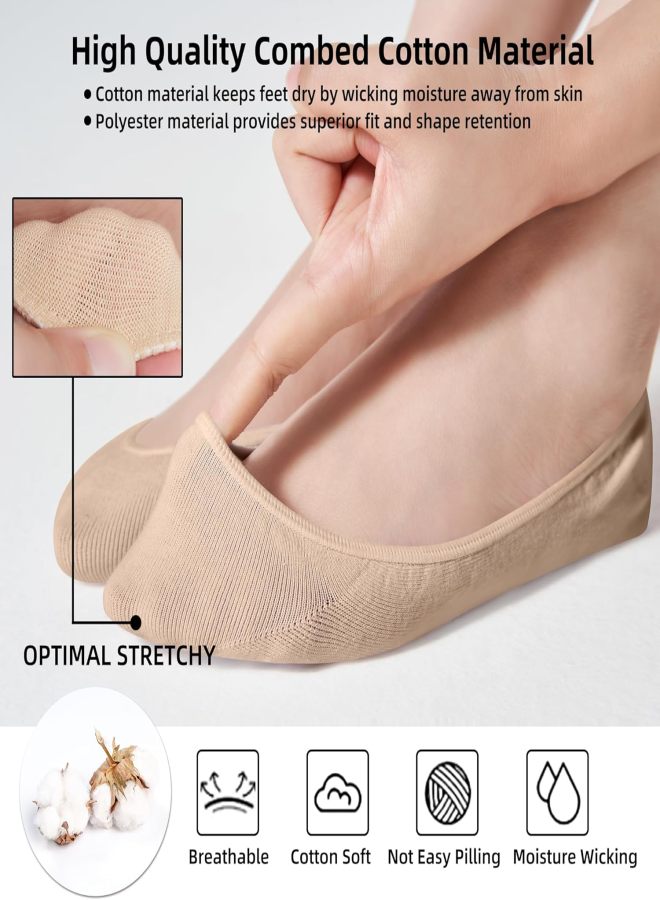 8 Pairs of Women's Ultra Low-Cut Socks, Non-Slip, Invisible, for Flat Shoes, Boat Shoes, Summer - Image 5