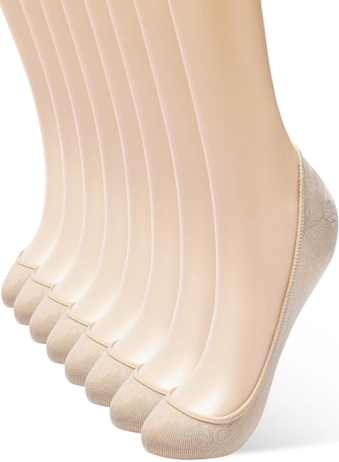 8 Pairs of Women's Ultra Low-Cut Socks, Non-Slip, Invisible, for Flat Shoes, Boat Shoes, Summer - Image 1