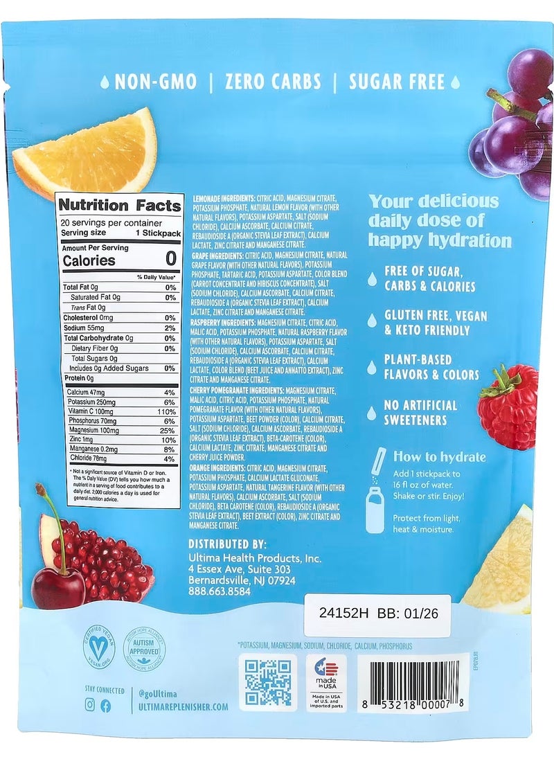 Ultima Replenisher 6 Essential Electrolytes, Daily Electrolyte Mix, Variety Pack, 20 Stickpacks  - Image 5
