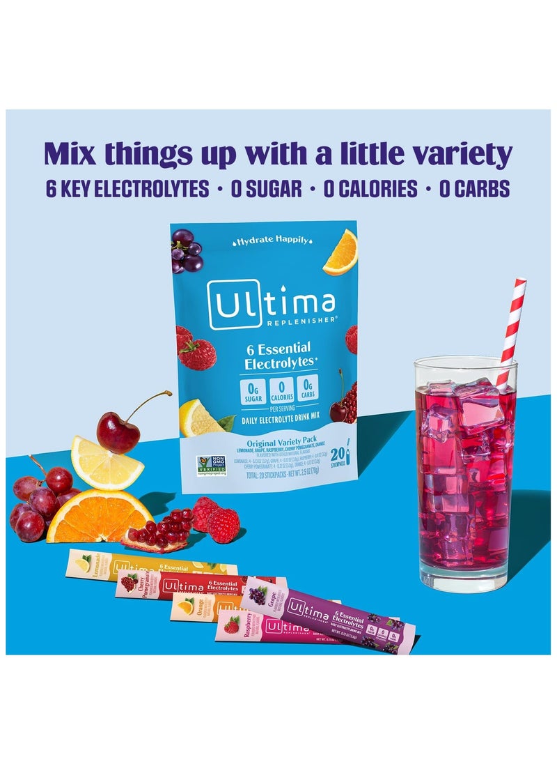Ultima Replenisher 6 Essential Electrolytes, Daily Electrolyte Mix, Variety Pack, 20 Stickpacks  - Image 3