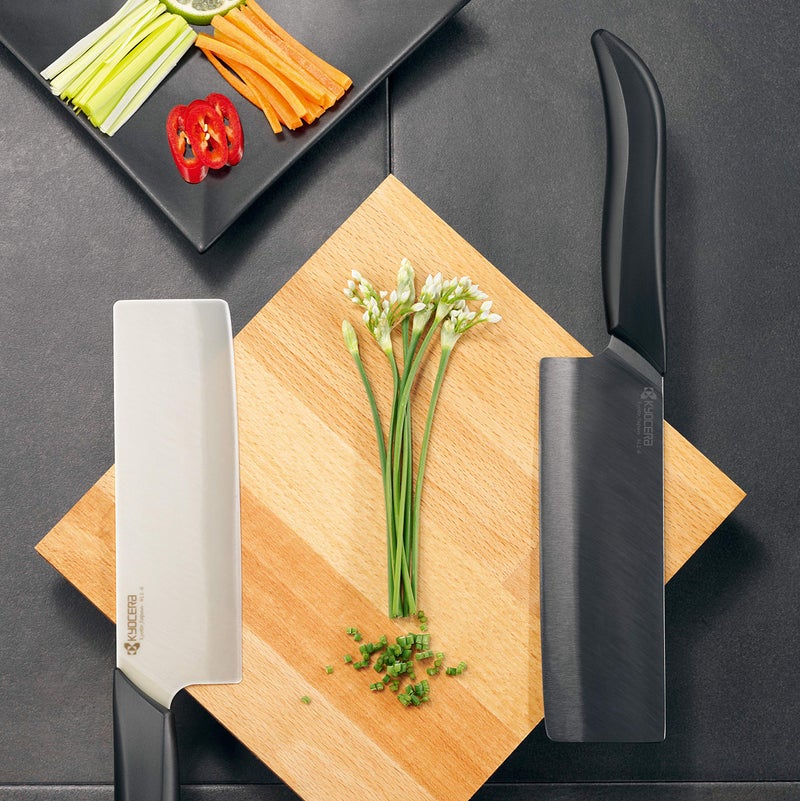 Kyocera Revolution Series 6-Inch Nakiri Vegetable Cleaver, Black Blade - Image 2