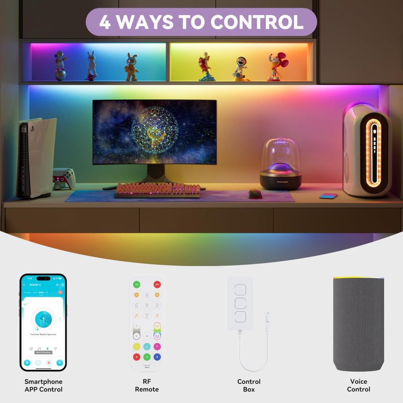 MIWISE RGB Smart IC COB LED Strip Light,20ft Color Chasing Flexible LED Tape Light,WS2811 Addressable RGB Strip with APP Control/Music Mode,Work with Alexa/Google,for Party/Home DIY Lighting Projects - Image 4