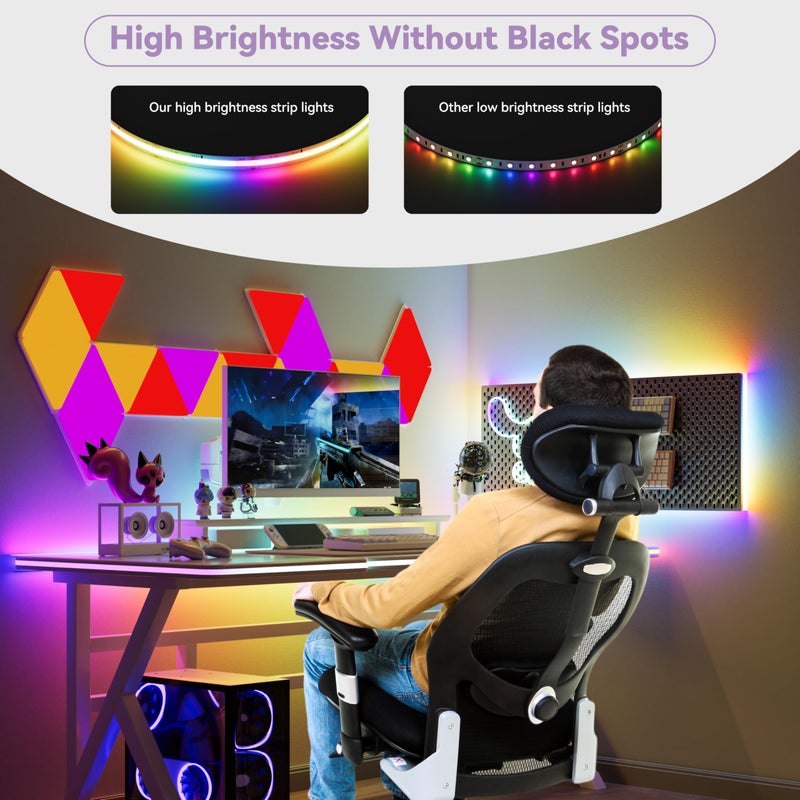 MIWISE RGB Smart IC COB LED Strip Light,20ft Color Chasing Flexible LED Tape Light,WS2811 Addressable RGB Strip with APP Control/Music Mode,Work with Alexa/Google,for Party/Home DIY Lighting Projects - Image 3