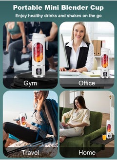Xoopla Portable Blender Smoothie Maker,USB Rechargeable Juicer Ice Crusher,Travel Leak Proof Juice Cup with LCD Digital Display/3-Gear Mode/1500mAh Battery/50 Watt/450 ML/12-Point Stainless Steel Blades/Lanyard/22,000 Rpm/min,Mini Mixer Personal Juicing for Smoothies Fresh Fruit Shakes  - Image 5