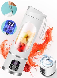 Xoopla Portable Blender Smoothie Maker,USB Rechargeable Juicer Ice Crusher,Travel Leak Proof Juice Cup with LCD Digital Display/3-Gear Mode/1500mAh Battery/50 Watt/450 ML/12-Point Stainless Steel Blades/Lanyard/22,000 Rpm/min,Mini Mixer Personal Juicing for Smoothies Fresh Fruit Shakes  - Image 1