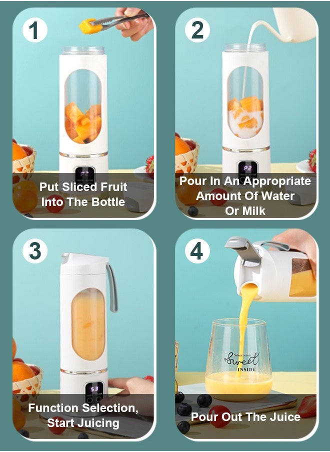 Xoopla - Portable Blender Smoothie Maker,USB Rechargeable Juicer Ice Crusher,Travel Leak Proof Juice Cup with LCD Digital Display/3-Gear Mode/1500mAh Battery/50 Watt/450 ML/12-Point Stainless Steel Blades/Lanyard/22,000 Rpm/min,Mini Mixer Personal Juicing for Smoothies Fresh Fruit Shakes - Image 1