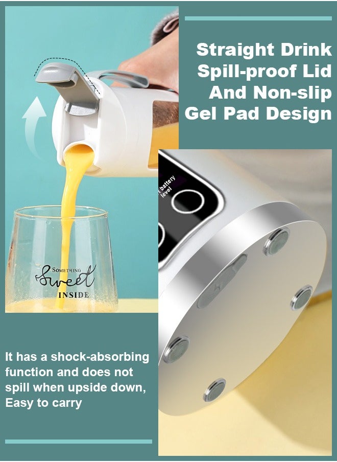 Xoopla - Portable Blender Smoothie Maker,USB Rechargeable Juicer Ice Crusher,Travel Leak Proof Juice Cup with LCD Digital Display/3-Gear Mode/1500mAh Battery/50 Watt/450 ML/12-Point Stainless Steel Blades/Lanyard/22,000 Rpm/min,Mini Mixer Personal Juicing for Smoothies Fresh Fruit Shakes - Image 1