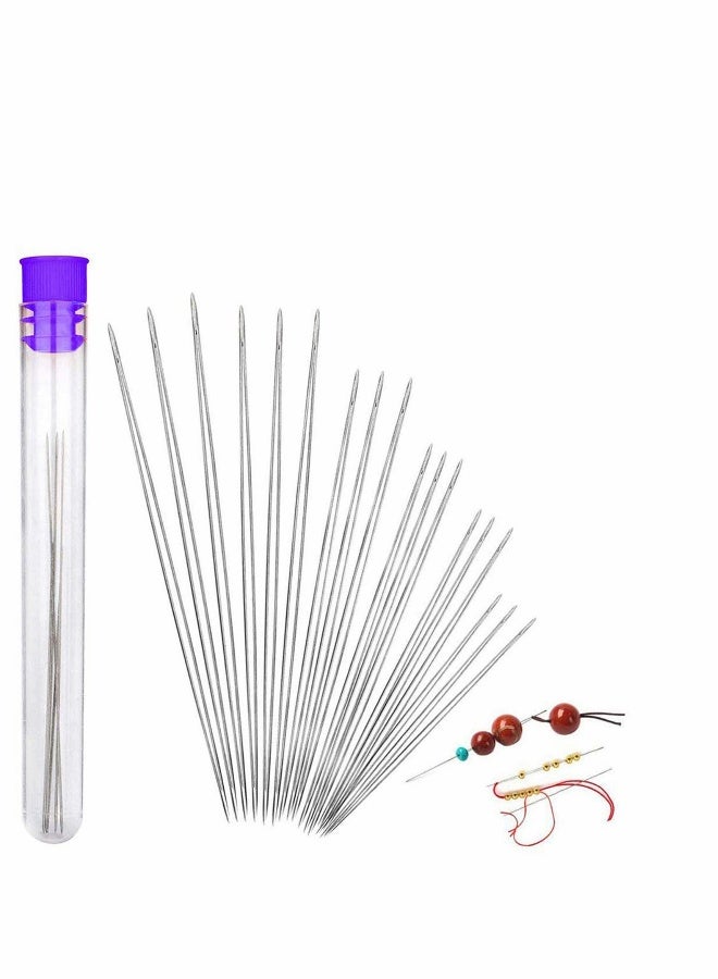 Beading Needles, 6 Sizes Beads Needles Big Eye Beading Needles Collapsible Beading Needles Set for Jewelry Making with Needle Bottle 18 Pieces - Image 1