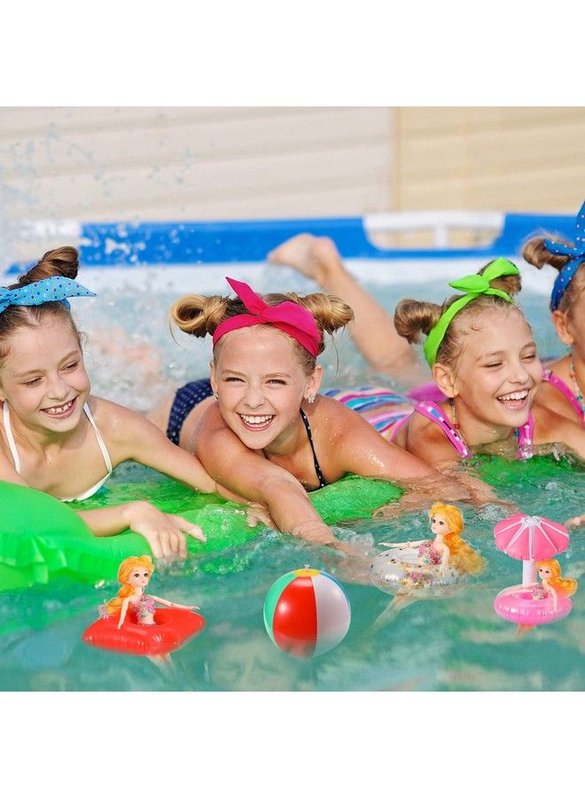 Chengu 6 Pcs Pool Floaties For Girl Dolls Girl Doll Swim Accessories Set Swimming Pool Floaties Party Ring Girl Dolls Cup Coasters Dolls Pool Toys Doll Pool For 11.5" Dolls Girl Swimming Pool Toy  - Image 5