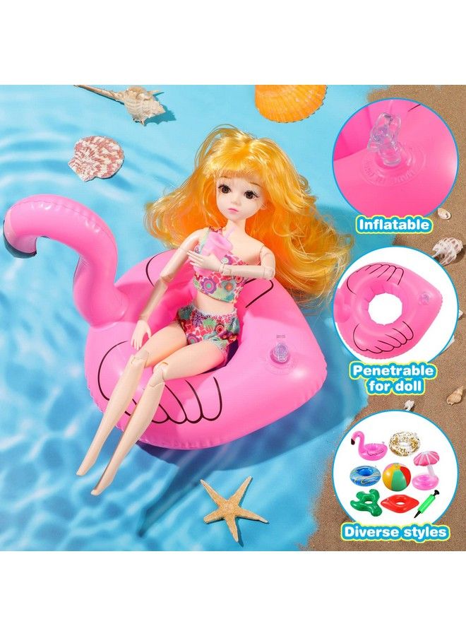 Chengu 6 Pcs Pool Floaties For Girl Dolls Girl Doll Swim Accessories Set Swimming Pool Floaties Party Ring Girl Dolls Cup Coasters Dolls Pool Toys Doll Pool For 11.5" Dolls Girl Swimming Pool Toy  - Image 3