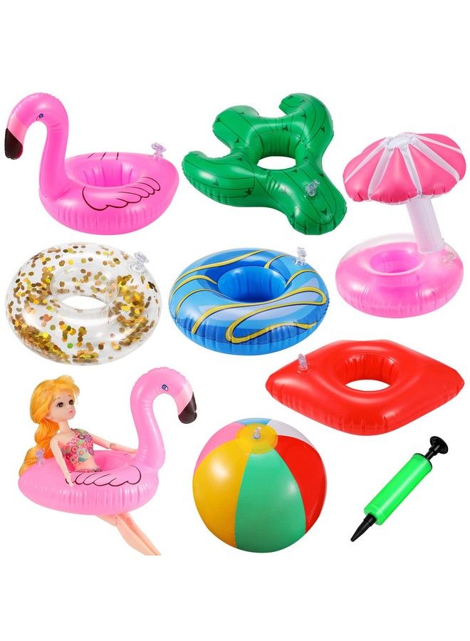 Chengu 6 Pcs Pool Floaties For Girl Dolls Girl Doll Swim Accessories Set Swimming Pool Floaties Party Ring Girl Dolls Cup Coasters Dolls Pool Toys Doll Pool For 11.5" Dolls Girl Swimming Pool Toy  - Image 1