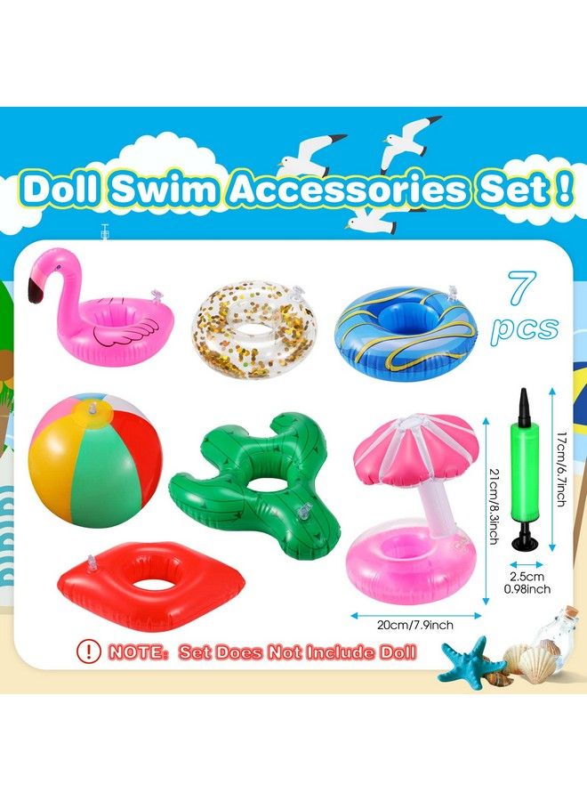 Chengu 6 Pcs Pool Floaties For Girl Dolls Girl Doll Swim Accessories Set Swimming Pool Floaties Party Ring Girl Dolls Cup Coasters Dolls Pool Toys Doll Pool For 11.5" Dolls Girl Swimming Pool Toy  - Image 4