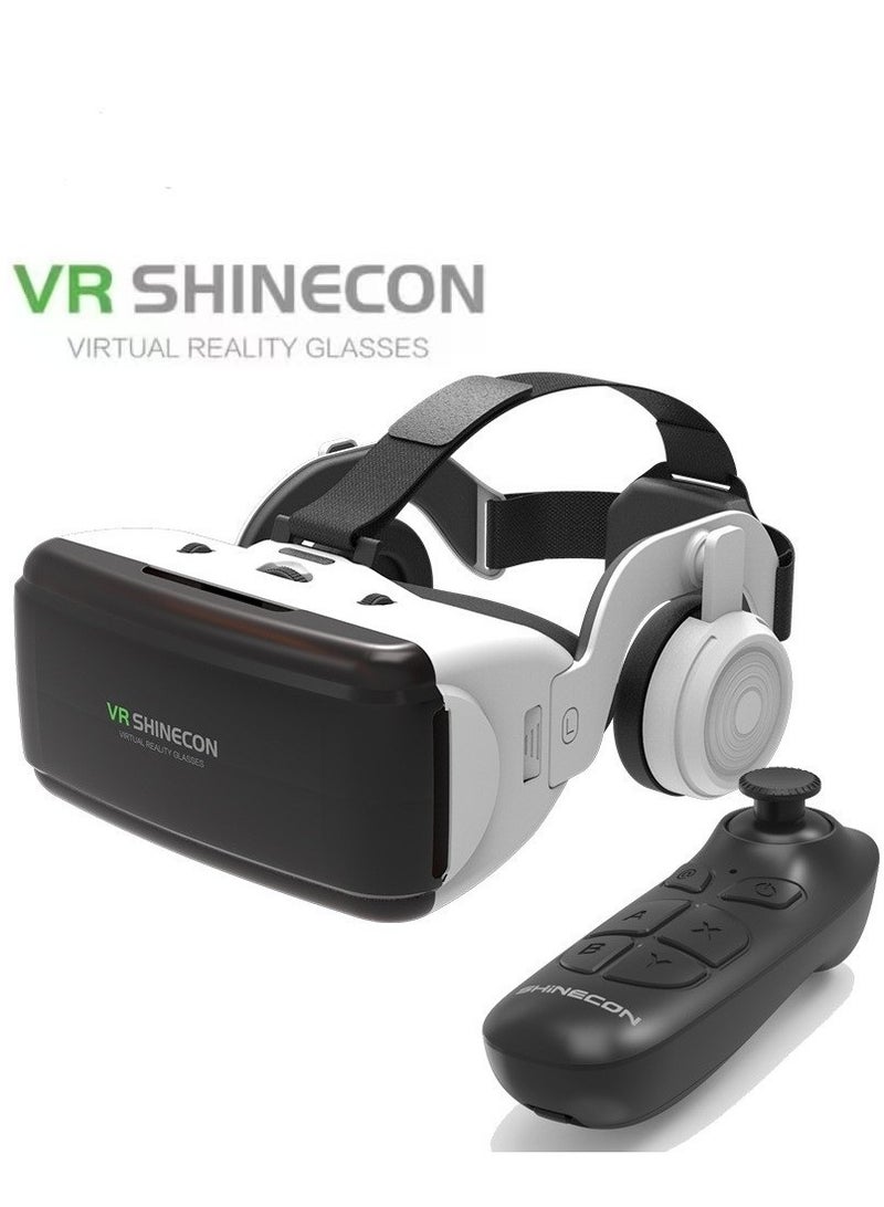general Classic VR Goggles VR SHINECON 3D Virtual Reality Glasses+Controller Headset Version VR Glasses for TV, Movies & Video Games Compatible with iOS & Android Smartphone within 4.7-6.1inch Screen Phone, Blu-Ray Lenses Eye Protected, Soft & Comfortable Adjustable Distance, IMAX Giant Screen/Panoramic Roaming/ Immersive Games - Image 1