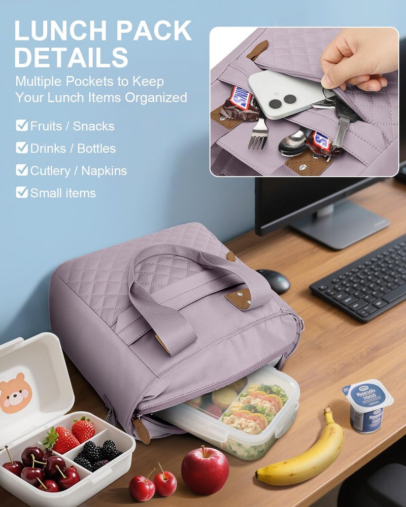 Capolo Insulated Lunch Box for School - Large Thermal Lunch Bag Women with Removable Shoulder Strap, Reusable Lunch Cooler Tote Bags Purse for Adults Work, Picnic, Hiking, Beach, Travel, MediumPurple - Image 4