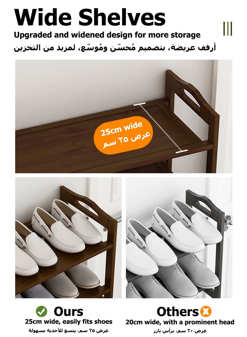 WEMART Shoe Rack,Natural Bamboo Free Standing Shoe Storage 5 Tier Shoe Rack Shelf Storage For Closet Free Standing Wood Shoe Shelf, Storage Organizer For Entryway Small Space Stackable - Image 4