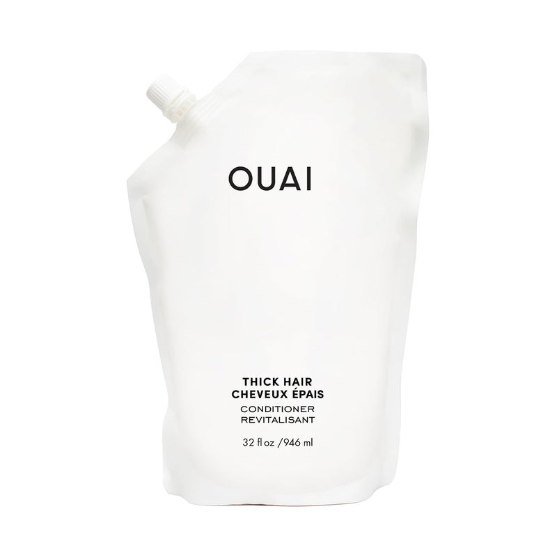 OUAI Thick Hair Conditioner Refill - Moisturizing Conditioner for Dry, Frizzy Hair - Keratin, Marshmallow Root, Shea Butter and Avocado Oil - Paraben, Phthalate & Sulfate Free (32 Oz) - Image 1