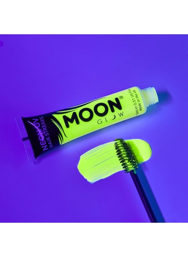Moon Glow Neon UV Hair Color Streaks | Set of 8 | Hair Mascara - Temporary Wash out Hair Dye | Bright Neon Color, Glows under Blacklights/UV Lighting - Image 5
