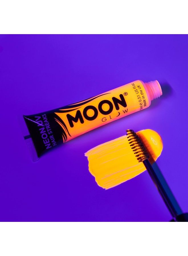 Moon Glow Neon UV Hair Color Streaks | Set of 8 | Hair Mascara - Temporary Wash out Hair Dye | Bright Neon Color, Glows under Blacklights/UV Lighting - Image 4