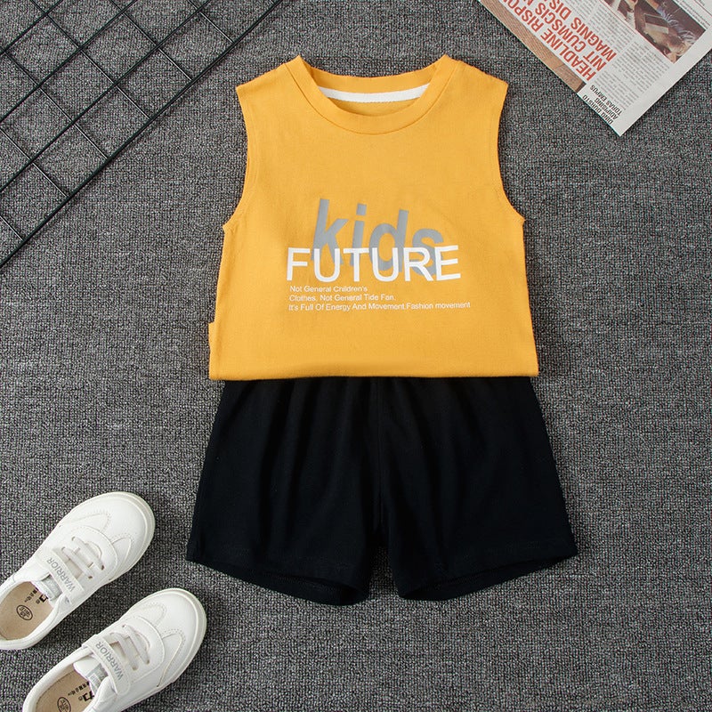 Summer Children'S Vest Set Loose Casual Boys And Girls Printed Wide Shoulder Vest Shorts Jacket Two-Piece - Image 3
