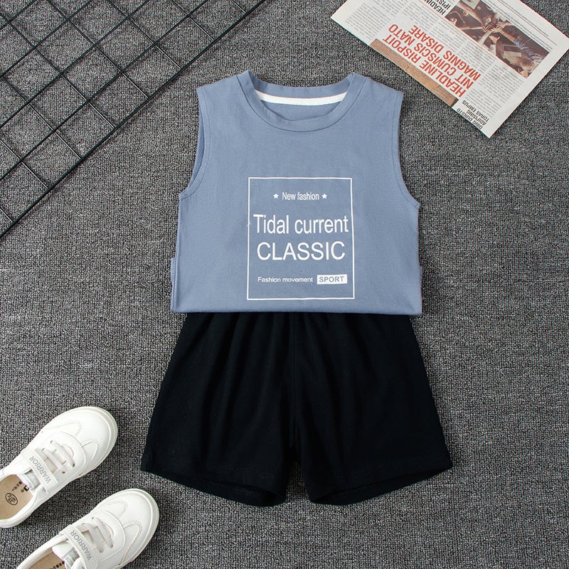 Summer Children'S Vest Set Loose Casual Boys And Girls Printed Wide Shoulder Vest Shorts Jacket Two-Piece - Image 5