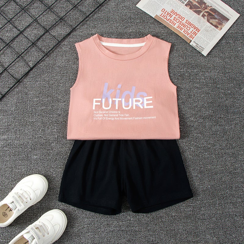 Summer Children'S Vest Set Loose Casual Boys And Girls Printed Wide Shoulder Vest Shorts Jacket Two-Piece - Image 4
