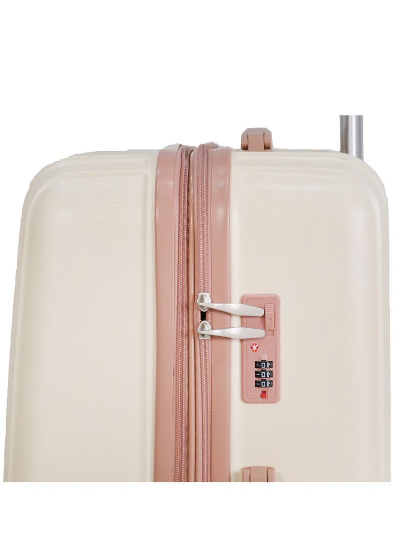 MORANO - Morano Luggage Hard Trolley Travel Bags 4 Pieces Set Sizes 14/20/24/28 Beige with Khaki - Image 1