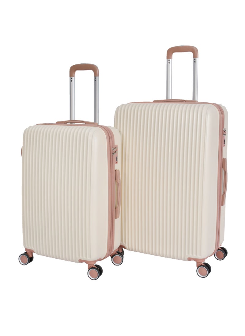 MORANO - Morano Luggage Hard Trolley Travel Bags 4 Pieces Set Sizes 14/20/24/28 Beige with Khaki - Image 1