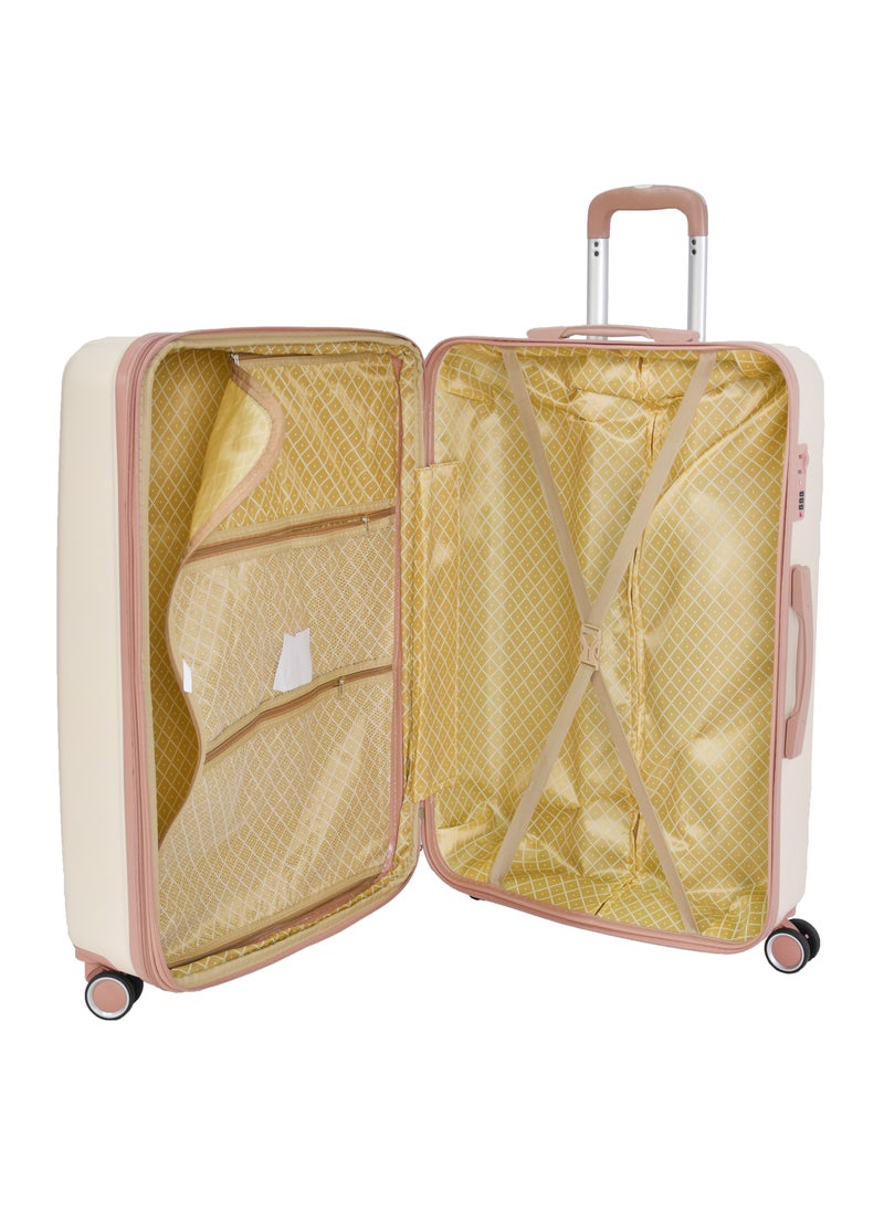 MORANO - Morano Luggage Hard Trolley Travel Bags 4 Pieces Set Sizes 14/20/24/28 Beige with Khaki - Image 1