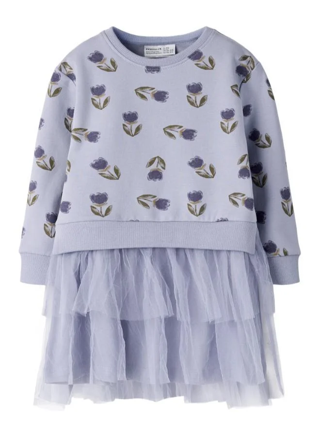 Kids Printed Long Sleeve Mini Dress